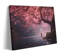 FYFMUSHE Abstract Cherry Blossom Paintings Canvas Wall Art Fantasy Floral Tree Rustic Pictures on Canvas Prints Framed Poster Artwork for Bedroom Office Home Decorations 08x12inch(20x30cm)
