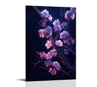 FYFMUSHE Abstract Flowers Canvas Wall Art Paintings Purple Wild Nature Landscape Pictures on Canvas Prints Framed Ready to Hang Artwork for Bedroom Home Decor 16x24inch(40x60cm)