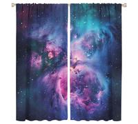 FYFMUSHE Abstract Nebula Blackout Window Curtains Vintage Mysterious Universe Space Rod Pocket Curtains for Bedroom Thermal Insulating Drapes for Living Room 107cm W x 115cm L