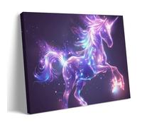 FYFMUSHE Colorful Cartoon Unicorn Canvas Wall Art Paintings Fantasy Animal Abstract Pictures on Canvas Prints Framed Ready to Hang Artwork for Bedroom Home Decor 12x18inch(30x45cm)
