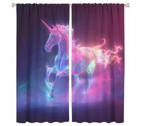 FYFMUSHE Colorful Fantasy Unicorn Room Darkening Rod Pocket Curtain Beautiful Animals Abstract Window Treatment Thermal Insulated Curtains for Bedroom 180cm W x 160cm L