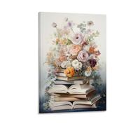 FYFMUSHE Colorful Flower Book Wall Art for Living Room Beautiful Flower Book Paintings on Canvas Wall Art Poster for Home Decorations Wall Decor