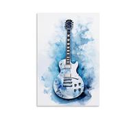 FYFMUSHE Country Guitar Bedroom Decor Wall Art Watercolor Guitar Music Canvas Print Poster Framed Painting Artwork for Living Room Office 24x36inch(60x90cm)