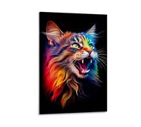 FYFMUSHE Fantasy Cat Wall Art Print Modern Nature Animals Colorful Framed Canvas Poster Artwork for Bedroom Living Room Office 08x12inch(20x30cm)