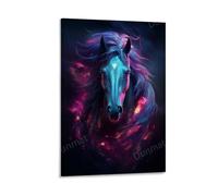 FYFMUSHE Fantasy Flaming Horses Wall Art for Living Room Colorful Abstract Animals Paintings on Canvas Wall Art Poster for Home Decorations Wall Decor