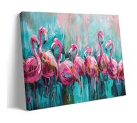 FYFMUSHE Gorgeous Flamingo Wall Art for Living Room Abstract Colorful Pink Birds Paintings on Canvas Wall Art Poster for Home Decorations Artwork Wall Decor 08x12inch(20x30cm)