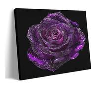 FYFMUSHE Gorgeous Rose Canvas Wall Art Paintings Vintage Romantic Purple Flower Pictures on Canvas Prints Framed Ready to Hang Artwork for Bedroom Home Decor 12x18inch(30x45cm)