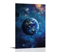 FYFMUSHE Modern Earth Canvas Wall Art Paintings Cool Planet Space Fantasy Pictures on Canvas Prints Framed Ready to Hang Artwork for Bedroom Home Decor 08x12inch(20x30cm)