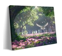 FYFMUSHE Modern Owl Canvas Wall Art Paintings Forest Nature Flying Birds Scenery Pictures on Canvas Prints Framed Ready to Hang Artwork for Bedroom Home Decor 16x24inch(40x60cm)