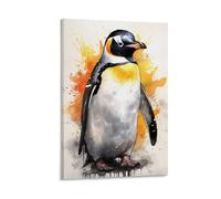 FYFMUSHE Modern Watercolor Animal Wall Art Print Colorful Vintage Penguin Framed Canvas Poster Artwork for Bedroom Living Room Office 08x12inch(20x30cm)