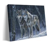 FYFMUSHE Modern Wolf Canvas Wall Art Paintings Winter Snowy Wild Nature Animal Pictures on Canvas Prints Framed Ready to Hang Artwork for Bedroom Home Decor 16x24inch(40x60cm)