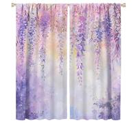 FYFMUSHE Purple Pink Wisteria Curtains for Bedroom Fantasy Tree Plants Nature Blackout Thermal Insulated Curtain Panels Rod Pocket Window Drapes for Room Darkening 140cm W x 160cm L