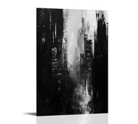 FYFMUSHE Retro Architecture Canvas Wall Art Paintings Black And White Line Texture City Pictures on Canvas Prints Framed Ready to Hang Artwork for Bedroom Home Decor 16x24inch(40x60cm)