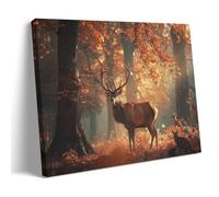 FYFMUSHE Rustic Fall Deer Wall Art for Living Room Nature Wildlife Woods Scene Paintings on Canvas Wall Art Poster for Home Decorations Artwork Wall Decor 20x30inch(50x75cm)