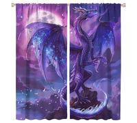 FYFMUSHE Standing Dragon Curtains for Bedroom Abstract Purple Animal Fantasy Moon Blackout Thermal Insulated Curtain Panels Rod Pocket Window Drapes for Room Darkening 107cm W x 115cm L