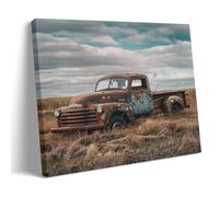 FYFMUSHE Vintage Car Canvas Wall Art Paintings Shabby Country Field Old Truck Pictures on Canvas Prints Framed Ready to Hang Artwork for Bedroom Home Decor 16x24inch(40x60cm)