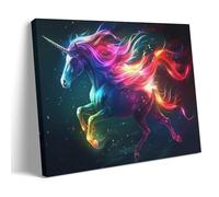 FYFMUSHE Vintage Colorful Unicorn Canvas Wall Art Paintings Modern Fantasy Animal Pictures on Canvas Prints Framed Ready to Hang Artwork for Bedroom Home Decor 24x36inch(60x90cm)