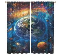 FYFMUSHE Vintage Earth Blackout Curtains Beautiful Galaxy Colorful Space Rod Pocket Window Drapes Room Darkening Curtains for Bedroom 107cm W x 160cm L