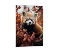 FYFMUSHE Vintage Red Panda Bedroom Decor Wall Art Modern Woods Animals Canvas Print Poster Framed Painting Artwork for Living Room Office 08x12inch(20x30cm)