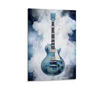 FYFMUSHE Watercolor Guitar Wall Decorations for Bedroom Blue Modern Musical Instrument Canvas Wall Art for Living Room Painting Stretched And Framed Ready to Hang Home Decor