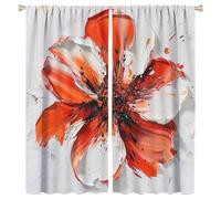 FYFMUSHE Watercolor Poppy Blackout Curtains Colorful Flowers Nature Plants Rod Pocket Window Drapes Room Darkening Curtains for Bedroom 180cm W x 160cm L