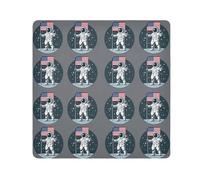 Fygkptb Astronaut with American Flag on The Moon Dark Blue Pattern Square Self Adhesive Wrap Bag Makeup Storage Foldable Open Lay Flat for Protects Cosmetics Camera M 17.7 x 17.7 inch