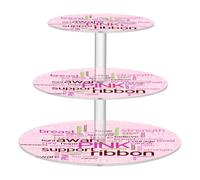 Fygkptb Breast Cancer Ribbon Words Support Love Hope Strength in Pink Style Acrylic Three Layer Tray Cupcake Stands Cake Stand Display Tower Kitchen Bathroom Office Party Living Room Decoration