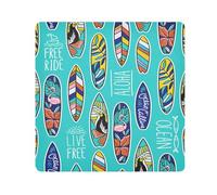 Fygkptb Colorful Surfboards Tropical Aloha Hawaii Live Free on Turquoise Square Self Adhesive Wrap Bag Makeup Storage Foldable Open Lay Flat for Protects Cosmetics Camera L 21.7 x 21.7 inch