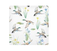 Fygkptb Flying Mallard Ducks Yellow Blue Iris Lotus with Leaves on White Square Self Adhesive Wrap Bag Makeup Storage Foldable Open Lay Flat for Protects Cosmetics Camera M 17.7 x 17.7 inch