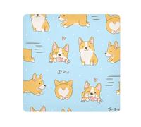 Fygkptb Playful Corgi Dogs in Various Poses Heart on Turquoise Square Self Adhesive Wrap Bag Makeup Storage Foldable Open Lay Flat for Protects Cosmetics Camera L 21.7 x 21.7 inch