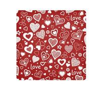 Fygkptb Seamless Various White Hearts on Red Square Self Adhesive Wrap Bag Makeup Storage Foldable Open Lay Flat for Protects Cosmetics Camera M 17.7 x 17.7 inch