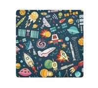 Fygkptb Space Solar System Moon Astronaut Planet Rocket Earth Universe Square Self Adhesive Wrap Bag Makeup Storage Foldable Open Lay Flat for Protects Cosmetics Camera S 13.8 x 13.8 inch