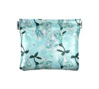 Fygkptb Turquoise Blooming Rose with Butterfly with Green Leaves Women Leather Mini Wallet Compact Clip Wallets for Cards Money Accessories Purses for Work Shopping 4.33 x 3.74 inch