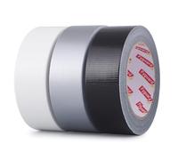 Fyguard 3 Rolls Duct Tape, 36mm x 28m Black+Silver+White Gaffa Tape 210μ Polyethylene Waterproof Tape for Indoor and Outdoor Use, No residue