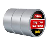 Fyguard 3 Rolls Duct Tape, 48mm x 120m Gaffa Tape Silver 210μ Gaffer Tape Heavy Duty Tape Weatherproof Hand Tearable for Household Garden Repairing Fastening Bundling (40m/Roll)