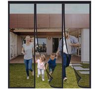 FYHDSH Magnetic Fly Insect Screen Door, Sliding Double Door Fly Screen, Double Door Screen Curtain for Sliding Door with Powerful Magnets and Full Frame Magic Tape, Keep Fly Bug Out Black-D-200x250cm