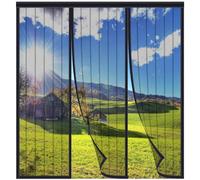 FYHDSH Magnetic Fly Insect Screen Door, Sliding Double Door Fly Screen, Double Door Screen Curtain for Sliding Door with Powerful Magnets and Full Frame Magic Tape, Keep Fly Bug Out Black-C-250x200cm