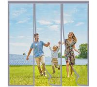 FYHDSH Magnetic Fly Insect Screen Door, Sliding Double Door Fly Screen, Double Door Screen Curtain for Sliding Door with Powerful Magnets and Full Frame Magic Tape, Keep Fly Bug Out Gray-D-250x200cm
