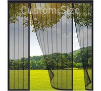 FYHDSH Magnetic Fly Screens for Doors, Anti Mosquito Mesh Curtain, Double Door Screen Curtain for Sliding Door with Powerful Magnets and Full Frame Magic Tape, Keep Fly Bug Out, Black-A-Custom Size