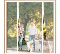 FYHDSH Magnetic Fly Screens for Doors, Anti Mosquito Mesh Curtain, Double Door Screen Curtain for Sliding Door with Powerful Magnets and Full Frame Magic Tape, Keep Fly Bug Out, White-B-150x200cm