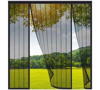 FYHDSH Magnetic Fly Screens for Doors, Anti Mosquito Mesh Curtain, Double Door Screen Curtain for Sliding Door with Powerful Magnets and Full Frame Magic Tape, Keep Fly Bug Out, Black-A-140x240cm
