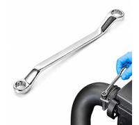 FYHJNC 11 x 13mm Double End Ring Spanner, Stubby Offset Chrome Vanadium Steel Wrench, Polished Mirror Finish for Confined Spaces DIY Automotive Repair