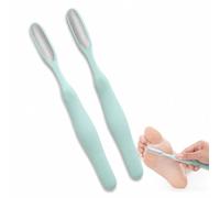 FYHJNC 2 Pack Mini Foot Exfoliators, Stainless Steel Dead Skin Callus Remover Tool, Precise Pedicure File for Toe Gaps & Sensitive Areas, Reusable Washable Foot Scrubber (Light Blue)