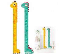 FYHJNC 2Pcs Height Chart Wall Stickers, Dinosaur Giraffe Animal Wall Decals, Waterproof Self-Adhesive Height Measure Rulers for Home Bedroom Living Room Wall Decor