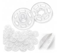 FYHJNC 30 Sets Plastic Sew on Snap Fasteners, 20mm Transparent Press Studs, Invisible Clear Snaps Buttons for Clothes, Bags, Pants, Shirts & DIY Sewing Crafts