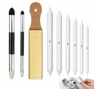 FYHJNC 9 Pcs Blending Stumps Set, Paper Tortillions Blending Sponge Pens with Sandpaper Sharpener, Washable Reusable Art Blenders for Charcoal Sketch Drawing Students Artists