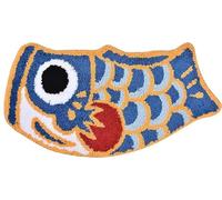 FYHOLD Cute Fish Bath Mat For Bathroom, Japanese Koi Flag Soft Water Absorbent, Non-Slip, Machine Washable (Blue)