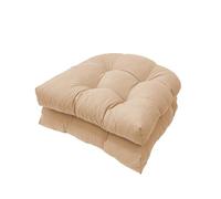 FYHTC 2-Pack Khaki U-Shaped Cushion Sofa Rattan Chair Cushion Wicker Seat Cushion, 48*48cm, PP Cotton Fill, Waterproof, Modern Style, Indoor/Outdoor Use