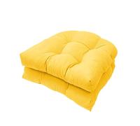 FYHTC 2 Pieces U Shaped Cushion Sofa Rattan Chair Cushion Wicker Seat Cushion Chair Cushion for Indoor and Outdoor Use, Patio Cushion(Yellow)