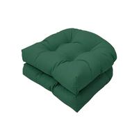 FYHTC 2 Pieces U Shaped Cushion Sofa Rattan Chair Cushion Wicker Seat Cushion Chair Cushion for Indoor and Outdoor Use, Patio Cushion(Dark green)